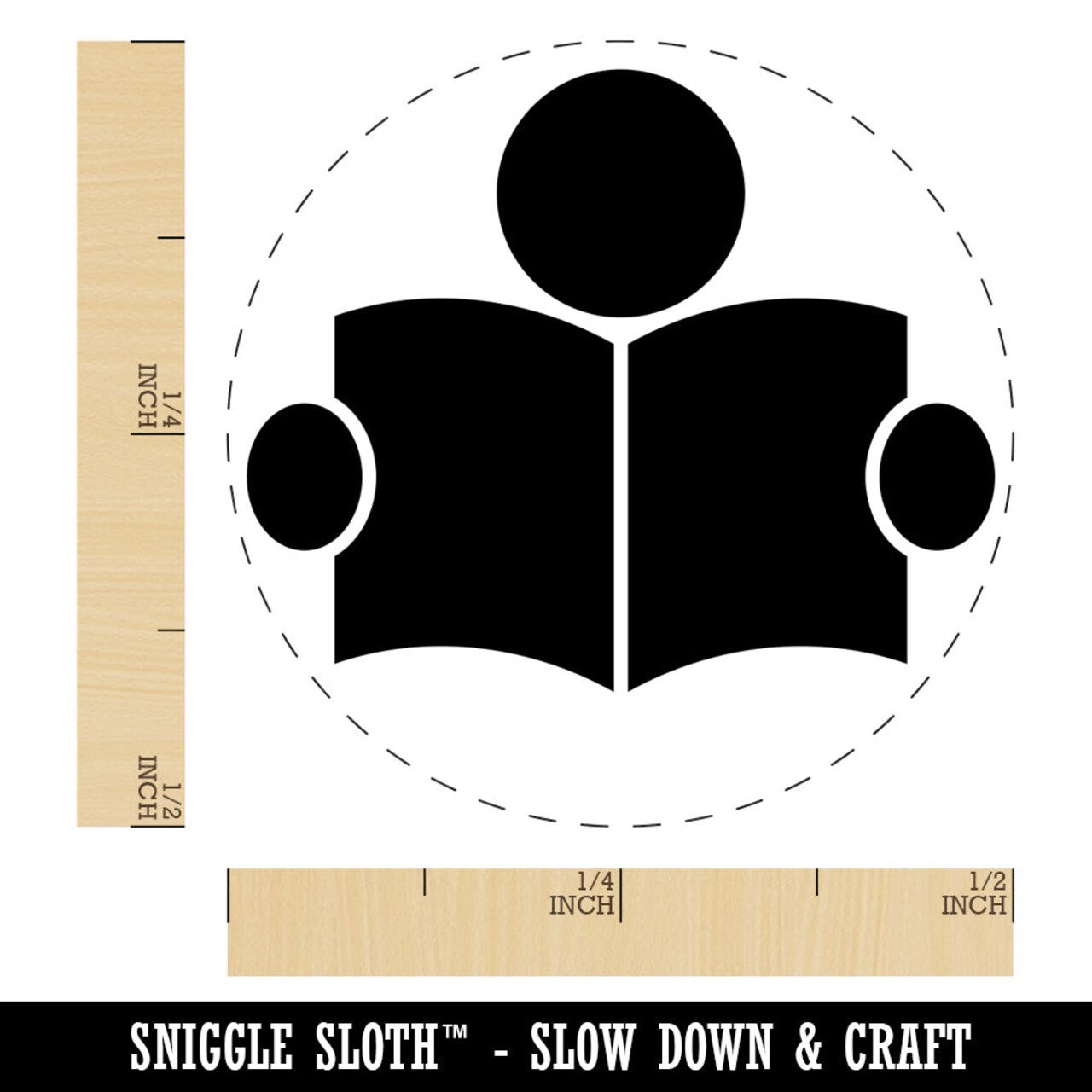 Reading Book Library Icon Self-Inking Rubber Stamp for Stamping Crafting Planners